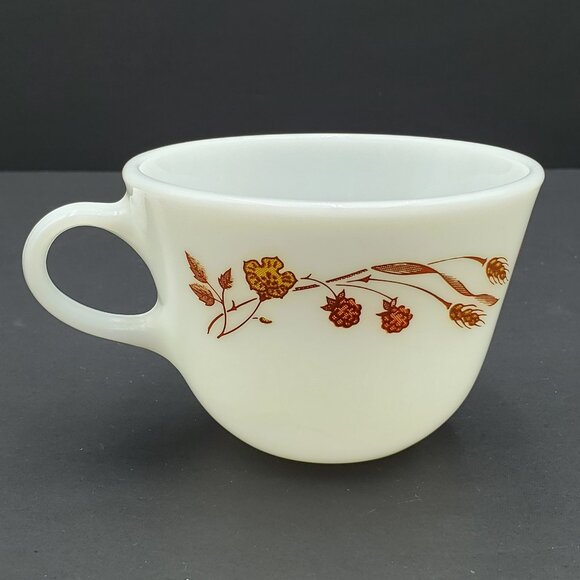 Pyrex Harvest Home Open Sugar Bowl Coffee Cup Wheat Yellow Orange Flowers - Picture 6 of 12